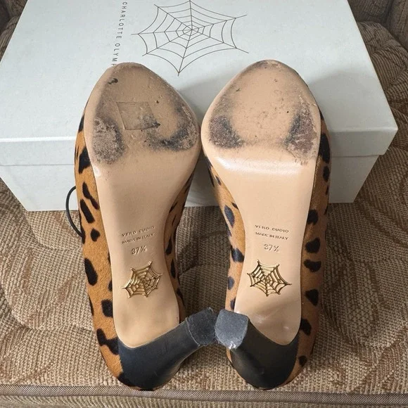 Charlotte Olympia Alice Platform High Pump In Hyena Animal Print Black Sz 37.5